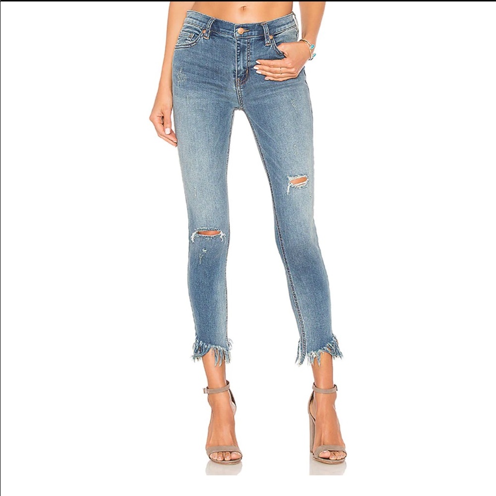 Free people great heights frayed skinny jeans: sky